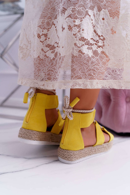 Women's Platform Sandals Suede Yellow Ergola