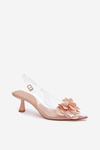 Transparent High Heels With Decorative Flower Nude Risalie