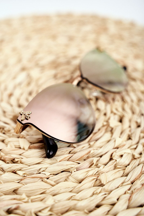 Women's Sunglasses Prius PRE-17 Gold Pink Mirror Insect