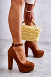 Suede Pumps On The Platform Camel Rivia