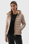 Women's Down Jacket With Hood 4F Beige 4FWAW24TDJAF468-83S