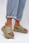 Leather Women's Platform Sandals D&A SJ2301-2 Green