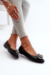 Women's Eco Leather Ballerina Flats with Decorative Detail Black Divinella