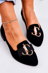 Women's Suede Moccasins Ballerinas Black Mary-Jane