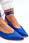Tied Ballerinas With Rhinestones Blue Mavis