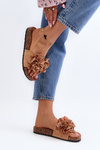 Women's Slippers with Flowers Brown Lulania
