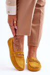 Suede Loafers With Ornament Yellow Eleina 