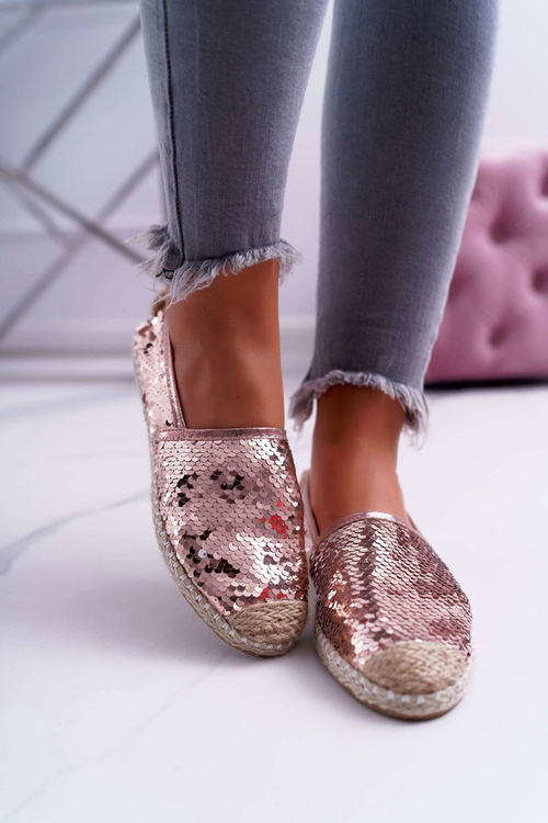 Espadryle Damskie Lu Boo Różowe Cekiny