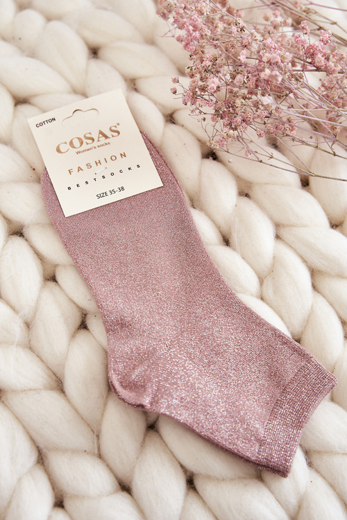 Women's Cotton Socks With Shiny Thread Cosas Pink