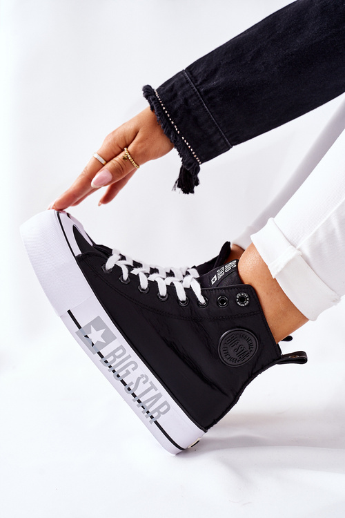 Trampki Wysokie Platforma Suwak Big Star Czarne II274012