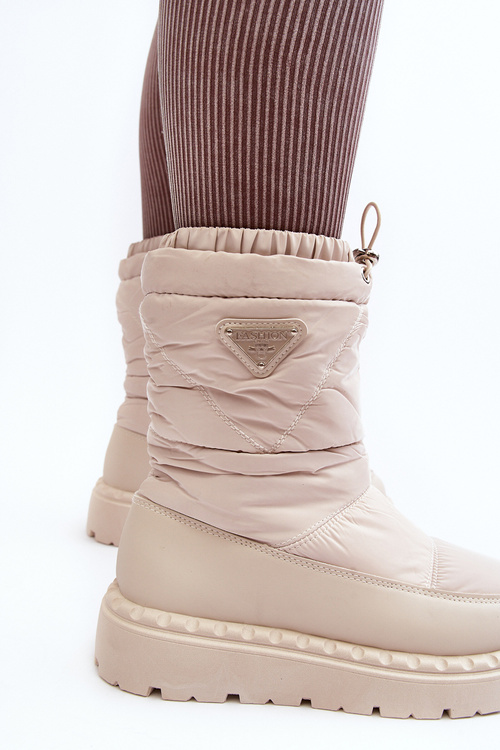 Women's snow boots with thick sole in light beige Lureta