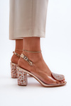 Transparent Sandals with Stiletto Heel Pink Gold D&A MR38-112