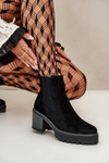 Women's Warm Ankle Boots On Heel Eco Suede Black Irissinae