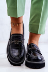 Leather Shoes Snake With Ornament Black Adison