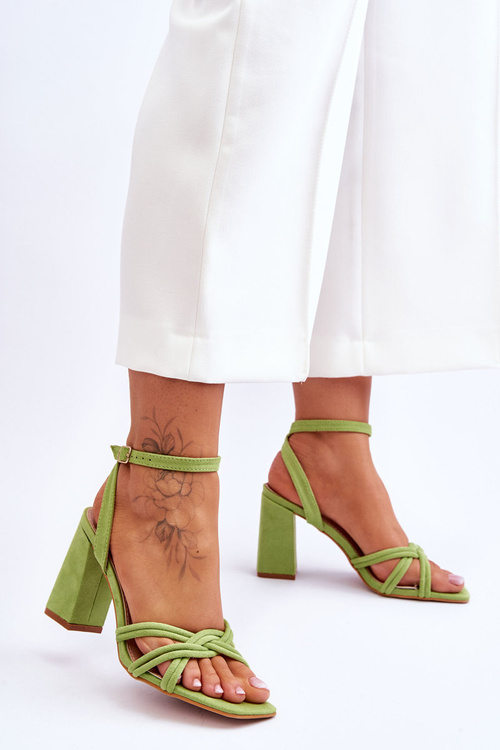 Classic Suede Heel Sandals Green Bernett