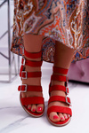 Women's Stiletto Sandals Gladiator Suede Red Nella