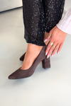 Heeled shoes made of eco suede on heel Sergio Leone PB414 chocolate