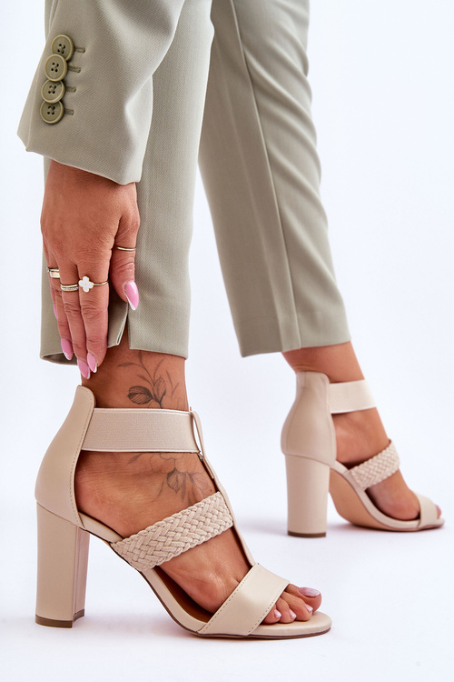 Leather Sandals High Heel Boots Beige Marren