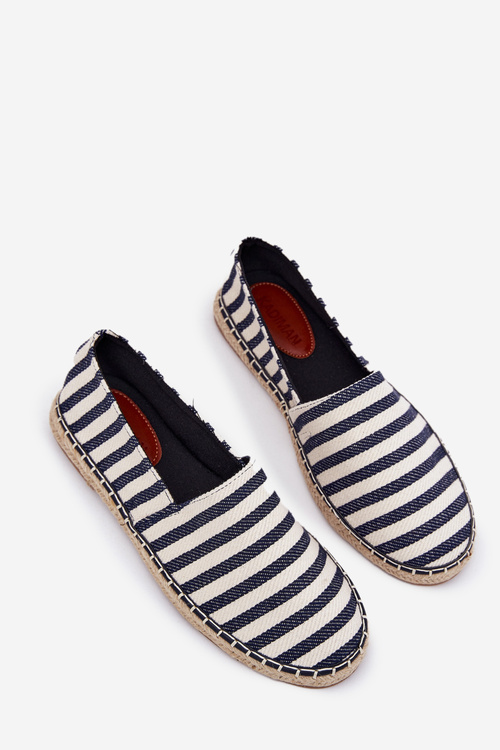 Men's Fabric Espadrilles With Stripes Dark Blue Kerenz