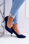 Women's Stilettos Suede Pointed Blue Cream