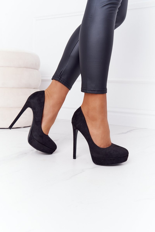 Classic Suede High Heels Black Margharita