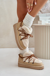 Low Snow Boots On Platform With Fur D.Franklin Beige DFSH370011
