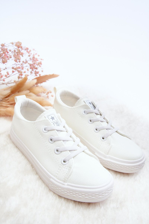 Buty Dziecięce Trampki Skóra Platforma Białe Poliana 23DZ02-1000