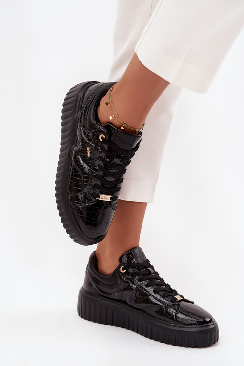 Damskie Sneakersy Lakierowane Platforma Czarne Lee Cooper LCJ-25-09-3870
