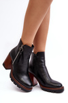 Women's Leather Boots on Heel Black Brittney