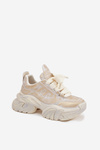 Damskie Sneakersy Skóra Naturalna Złote GOE SS2N4009
