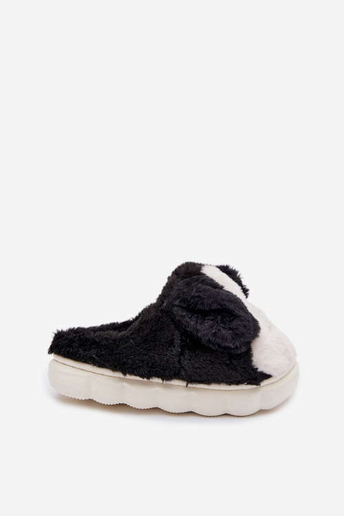Children's Furry Slippers Dogs Black Farnise