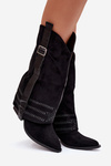 Women's Cowboy Boots With Embellishment And Buckle Black Camilora