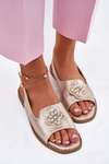 Women Sandals On Flat Heel With Decorative Detail S.Barski KV51-080 Gold