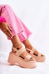Fashionable Sandals On A Massive Platform Beige Mariel