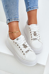 Eco Leather Sneakers With Clips White-Silver Enalirae