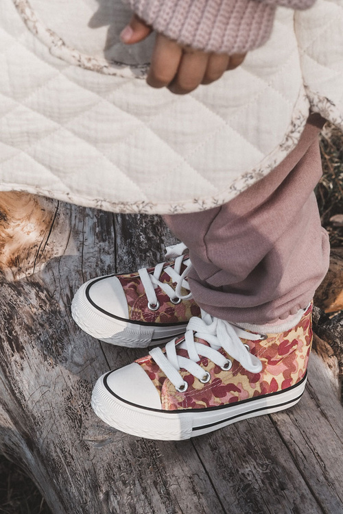 Children's High Sneakers With A Zipper Pink-Yellow Filemon