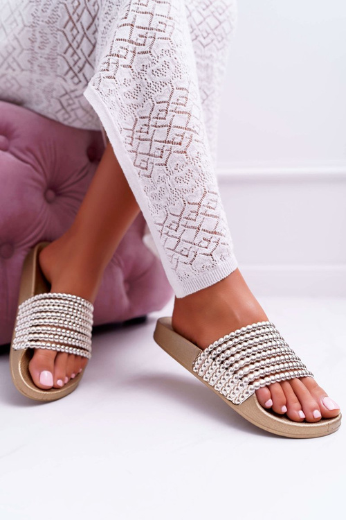 Women's Beaded Flip Flops Gold Elavi