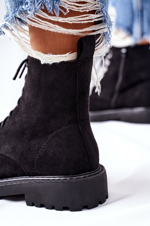 Suede Zipper Boots Black Belados
