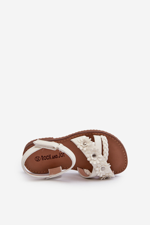 Children's Sandals with Velcro Closure with Flowers White Nestalee