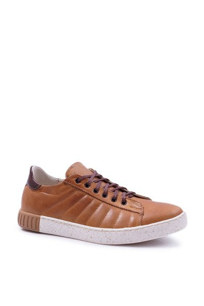 Men's Bednarek Leather Sport Shoes Flat Sole Brown Geos