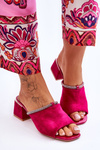 Suede High Heel Slippers S.Barski KV-612-2 Fuchsia