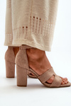 Fashionable Suede High Heels Sandals Camel Aubrey