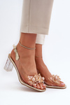 Transparent sandals on a stiletto with golden ornaments D&A MR38-D1