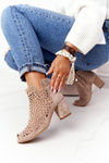 Openwork Leather Boots On A Post Exquisite 1184 Beige