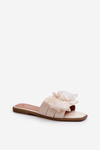 Flat Women's Slippers With Bow Beige Balinda