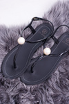 Black Women's Flip Flops Flip Flops with Pearl Contiro
