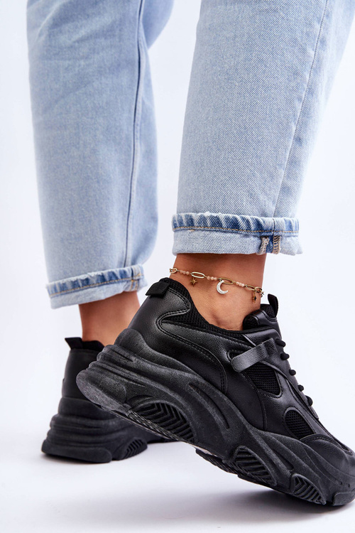 Sneakersy Damskie Masywna Platforma Czarne Agnenia WX-92