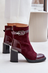 Women's Insulated Heeled Boots With Decorative Buckle MR880-085 Bordeaux D&A