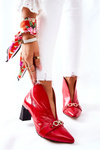 Skórzane Botki Na Słupku Maciejka Czerwone 05262-08