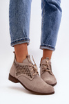 Botki Ażurowe Zamszowe Niskie Damskie Beżowe Zazoo 2878 